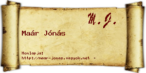 Maár Jónás névjegykártya